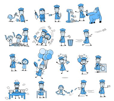 Comic Vintage Postman Character - Various Concepts Vector illust