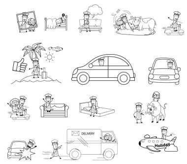 Collection of Retro Cartoon Postman Character - Set of Concepts 