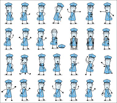 Various Postman Poses - Set of Comic Concepts Vector illustratio