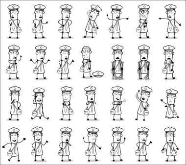 Collection of Retro Postman Poses - Set of Concepts Vector illus