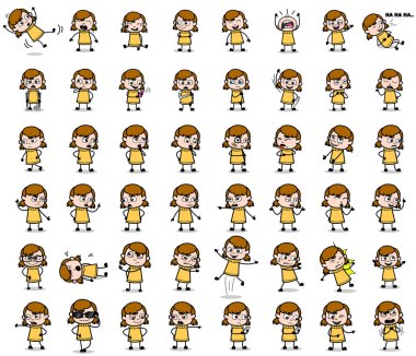 Cartoon Teen Character Poses - Set of Concepts Vector illustrati