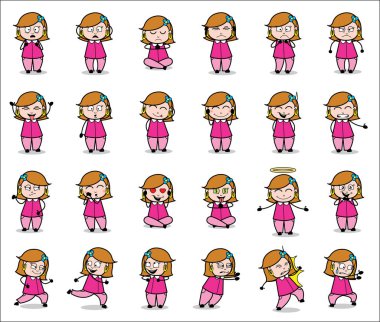 Various Poses Collection of Housewife - Set of Concepts Vector i