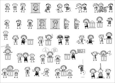 Various Thief - Set of Retro Concepts Vector illustrations