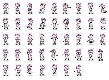 Cartoon Vendor Poses - Collection of Vintage Concepts Vector ill