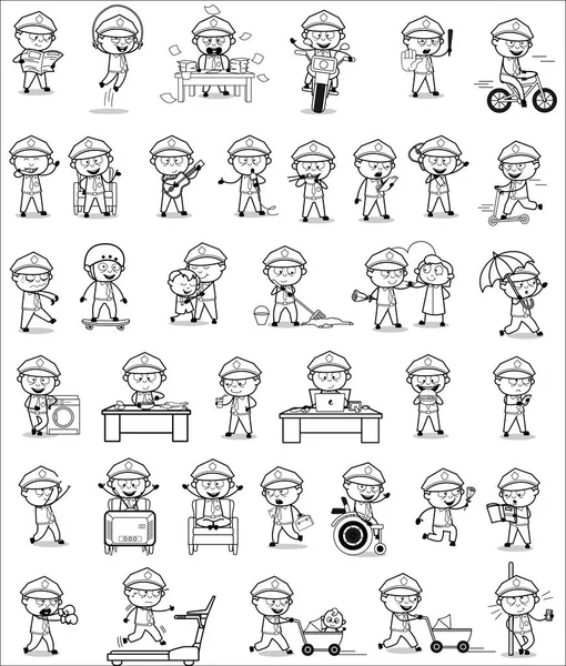 Various Cartoon Policeman Cop Character - Different Concepts Vec — 스톡 벡터