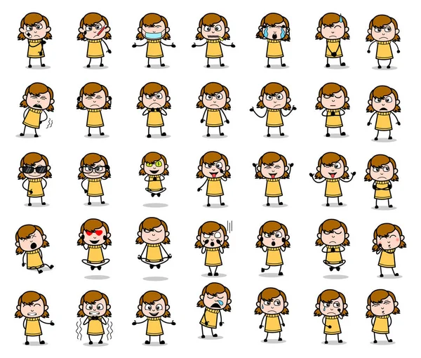 Collection of Cartoon Teen Poses - Various Concepts Vector illus — Stok Vektör