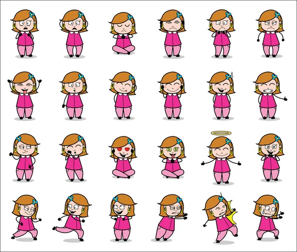 Various Poses Collection of Housewife - Set of Concepts Vector i — Stock vektor