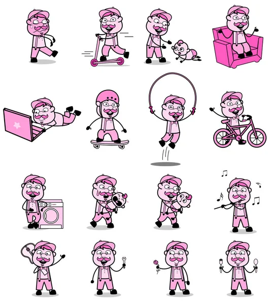 Different Cartoon Vendor Character - Set of Various Concepts Vec — 스톡 벡터