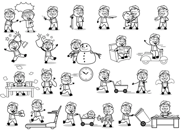 Retro Cartoon Vendor Character - Set of Concepts Vector illustra — Stok Vektör