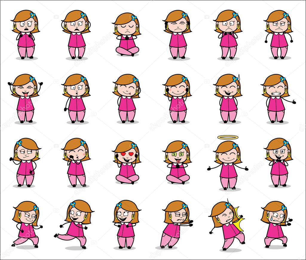 Various Poses Collection of Housewife - Set of Concepts Vector i