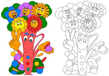 Bir vazo gülümseyen içinde gülümseyen renkli çiçekler