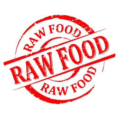 Word - çiğ gıda - vektör yuvarlak kırmızı pullar zarar