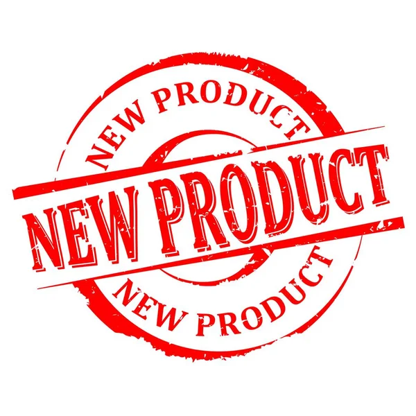 Beschädigte runde rote Briefmarke mit dem Wort - neues Produkt - Vektor — Stockvektor