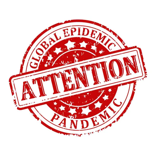 Scratched Red Stamp Words Attention Pandemic Epidemic — Stock Vector