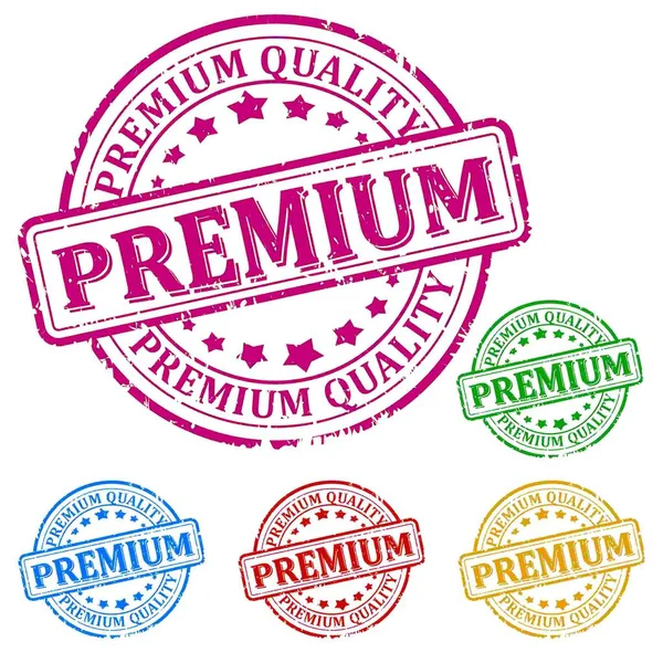 Premium Kalite Yazıtla Çizilmiş Renkli Yuvarlak Pullar — Stok Vektör