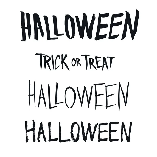 Halloween y Trick or Treat frase, tipo dibujado a mano — Vector de stock