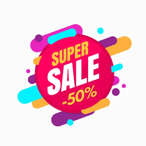Banner de venda super, design colorido e brincalhão —  Vetores de Stock