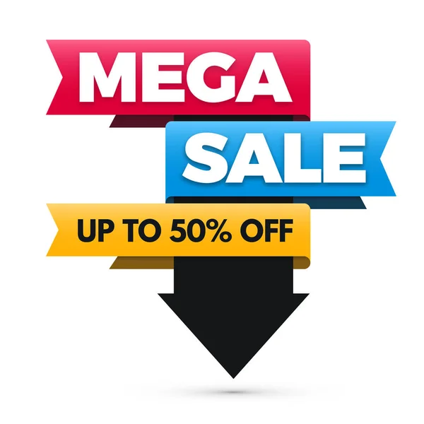 Mega verkoop banner, grote verkoop posterontwerp. — Stockvector