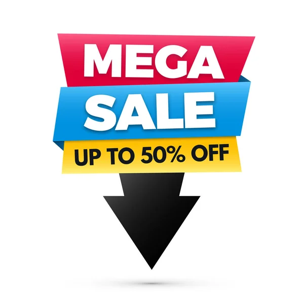 Σχεδιασμός αφίσας του Mega Πώληση banner, μεγάλη πώληση. — Διανυσματικό Αρχείο