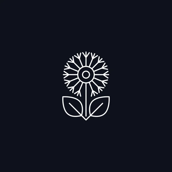 Символ линии, цветок с листьями, элемент векторного дизайна — стоковый вектор