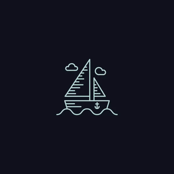 Γραμμή σύμβολο, βάρκα στη θάλασσα, στοιχείο σχεδίου διάνυσμα — Διανυσματικό Αρχείο