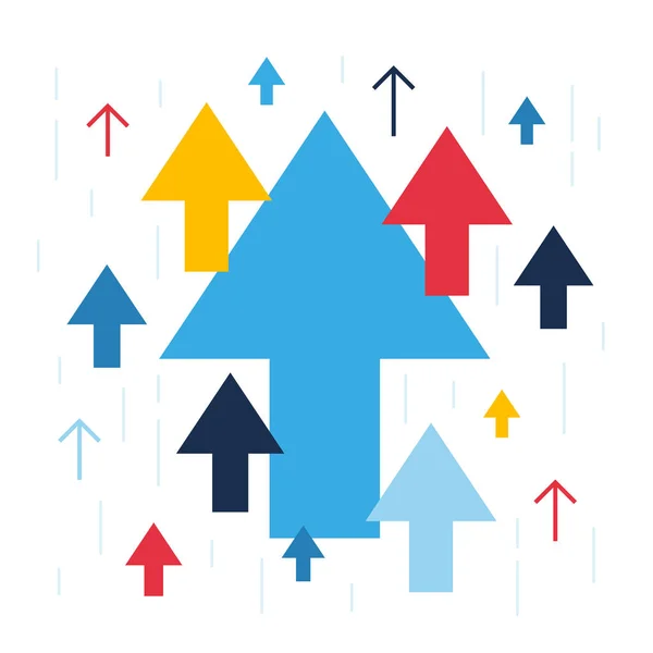 Pilarna upp, ökning och framgång business illustration — Stock vektor