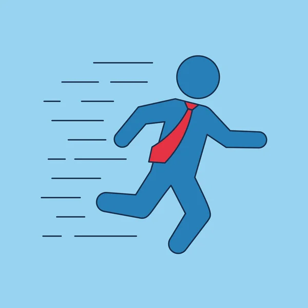 Running businessman with red tie, stickman business illustration — Stock Vector