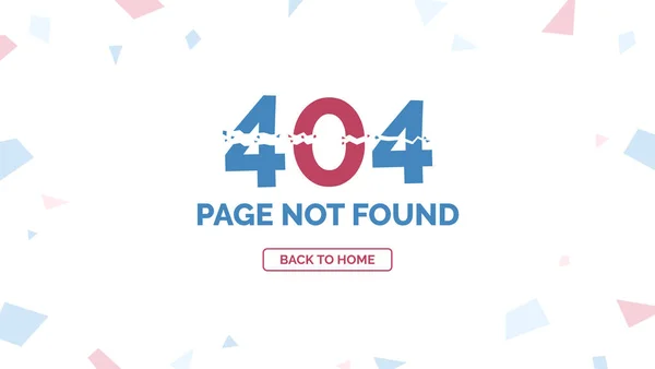 404 Erreur, Page introuvable avec le bouton retour à la maison — Image vectorielle