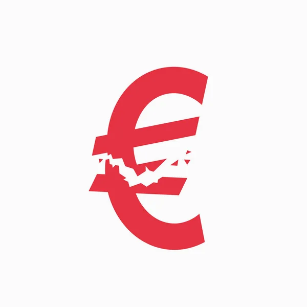 Havarovaného symbol měny euro, finanční krize — Stockový vektor