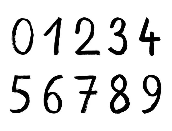 Handwritten numbers on white background, brusk stroke — Stock Vector