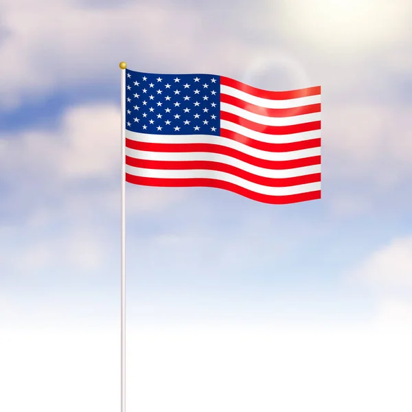 United States of America flag on blue sky background — Stock Vector