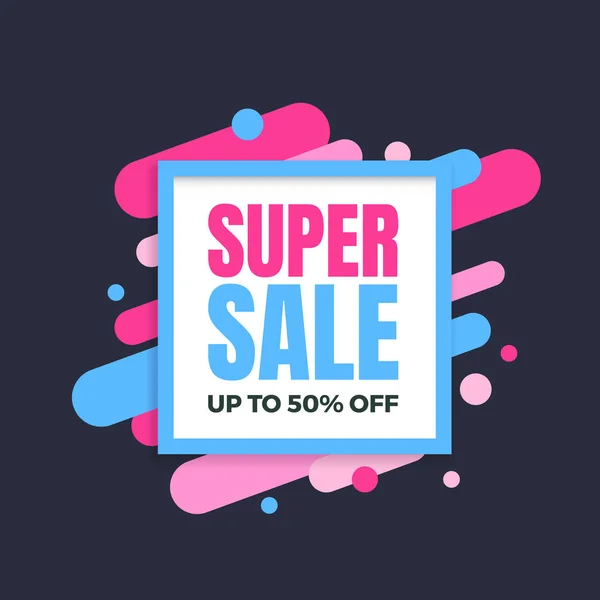 Super Sale Banner, buntes und verspieltes Design — Stockvektor