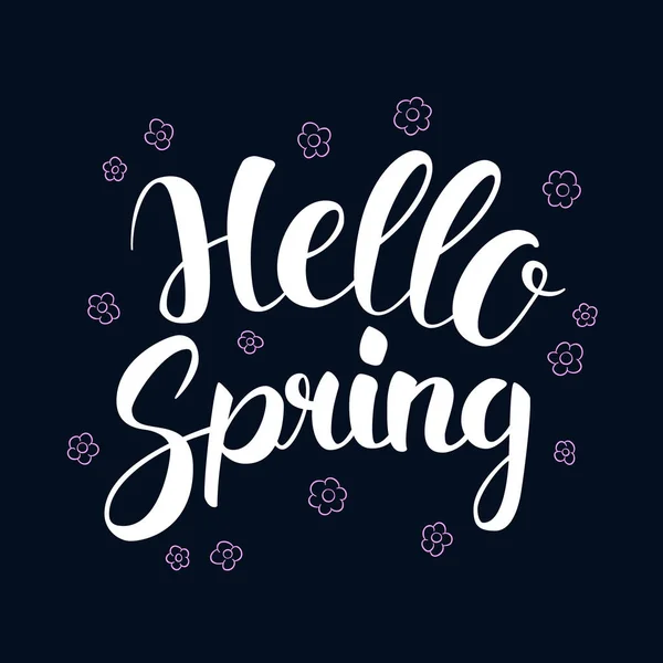 Olá Primavera, Caligrafia design banner temporada, ilustração — Vetor de Stock