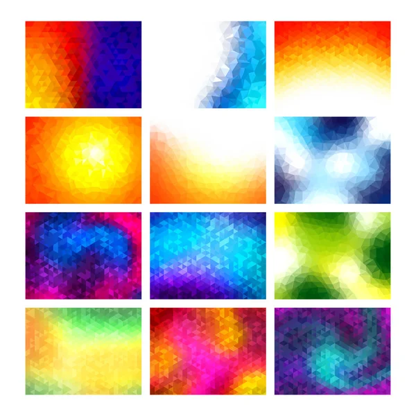 Mnohoúhelník vektorové mozaiku pozadí nastavena, barevné abstraktní vzory, ilustrace — Stockový vektor