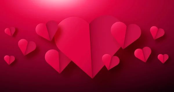 San Valentino sfondo con cuori di origami di carta diviso in metà . — Vettoriale Stock