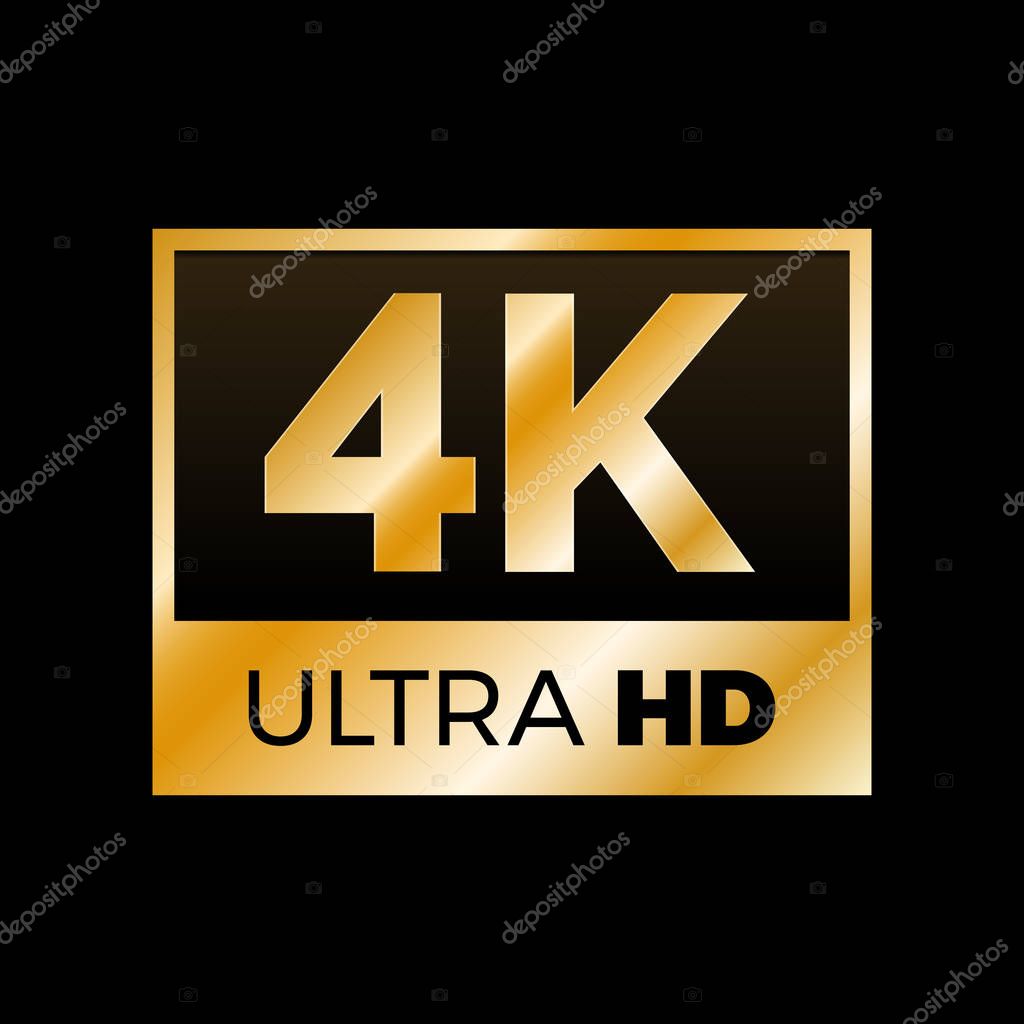 4K Ultra HD symbol, High definition 4K resolution mark, UHD - 2160p