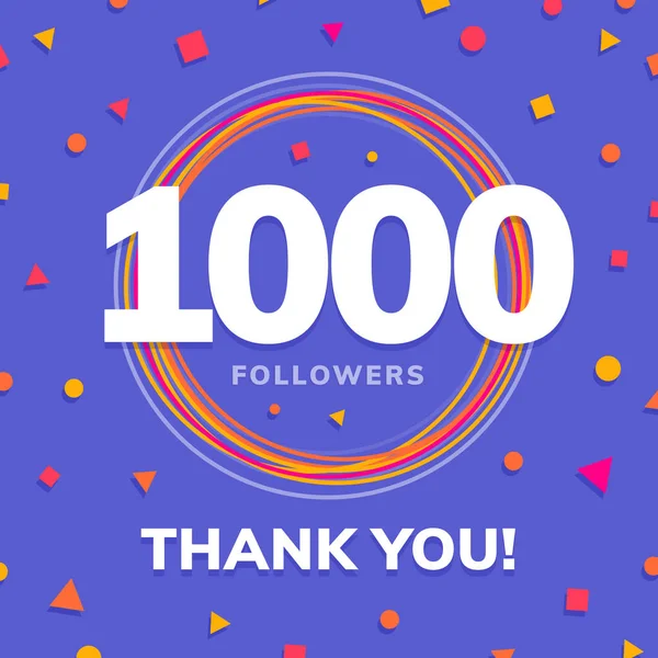 1000 followers, social sites post, greeting card — Stock Vector