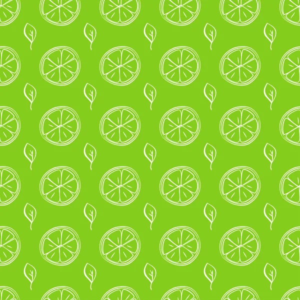 Seamless pattern with lemon slice and mint leaf — Stock Vector