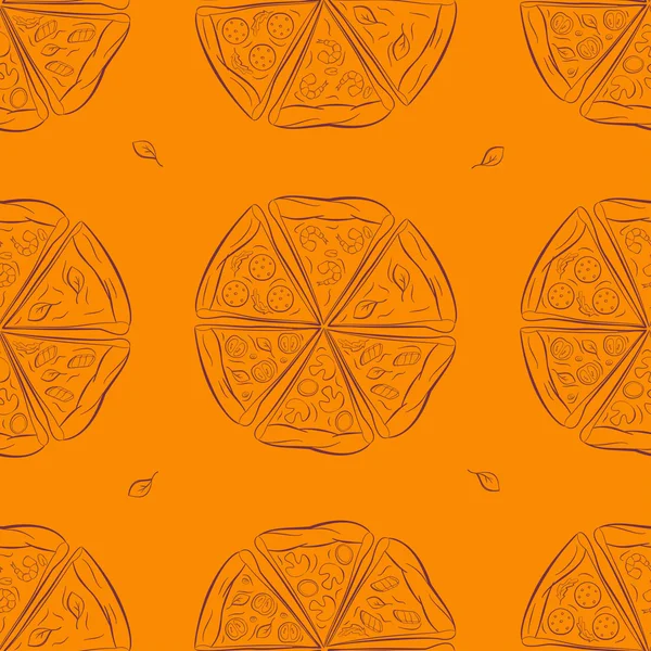ピザとシームレスなパターン — ストックベクタ