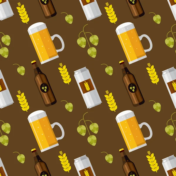 无缝模式。啤酒，酒馆。平. — 图库矢量图片