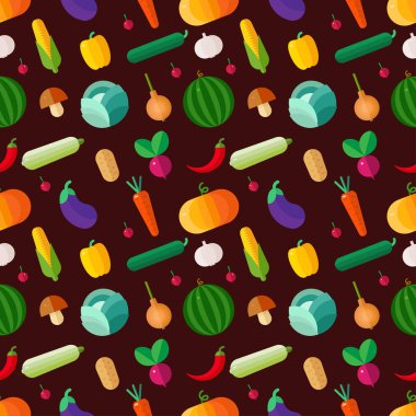 Sebze düz tasarım. Seamless modeli