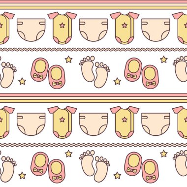 Bebek. Seamless modeli. Vektör düz çizgi resimler