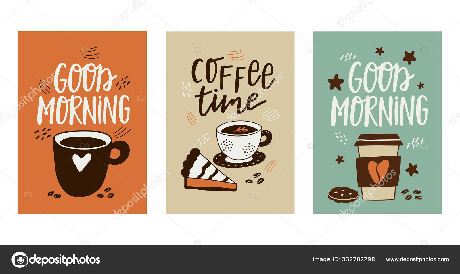 Vector Set Of Cards With Coffee Templates With Grinder Cup And