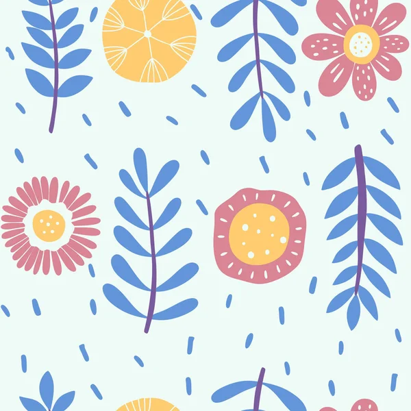 Floral Hand Drawn Seamless Pattern Leaves Botanical Background Spring Nature — Stock Vector