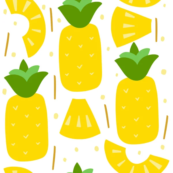 Seamless Pattern Pineapples Modern Textile Greeting Card Poster Wrapping Paper — Stock Vector
