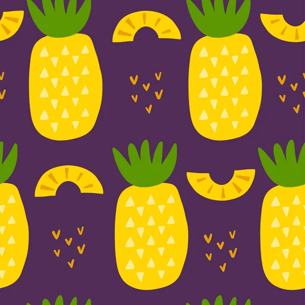 Nahtloser Hintergrund Mit Ananas Moderne Textilien Grußkarten Poster Packpapier Designs — Stockvektor