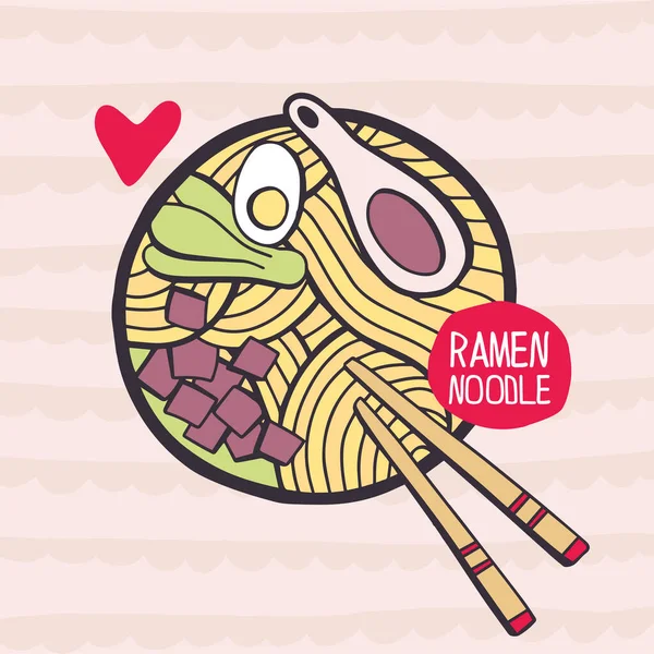 Doodle Ramen Asiatisches Essen Hintergrund Für Flyer Banner Einladungen Speisekarten — Stockvektor