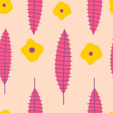 Çiçekli el, pürüzsüz desen çizmiş. Bahar tatilleri hediyeleri ve hediye ambalaj kağıtları. Vektör çizgi film illüstrasyonu.