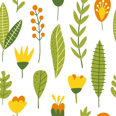 Çiçekli el, pürüzsüz desen çizmiş. Bahar tatilleri hediyeleri ve hediye ambalaj kağıtları. Vektör illüstrasyonu.