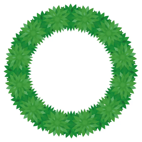 Gröna runda lövverk fotoram med blad — Stock vektor